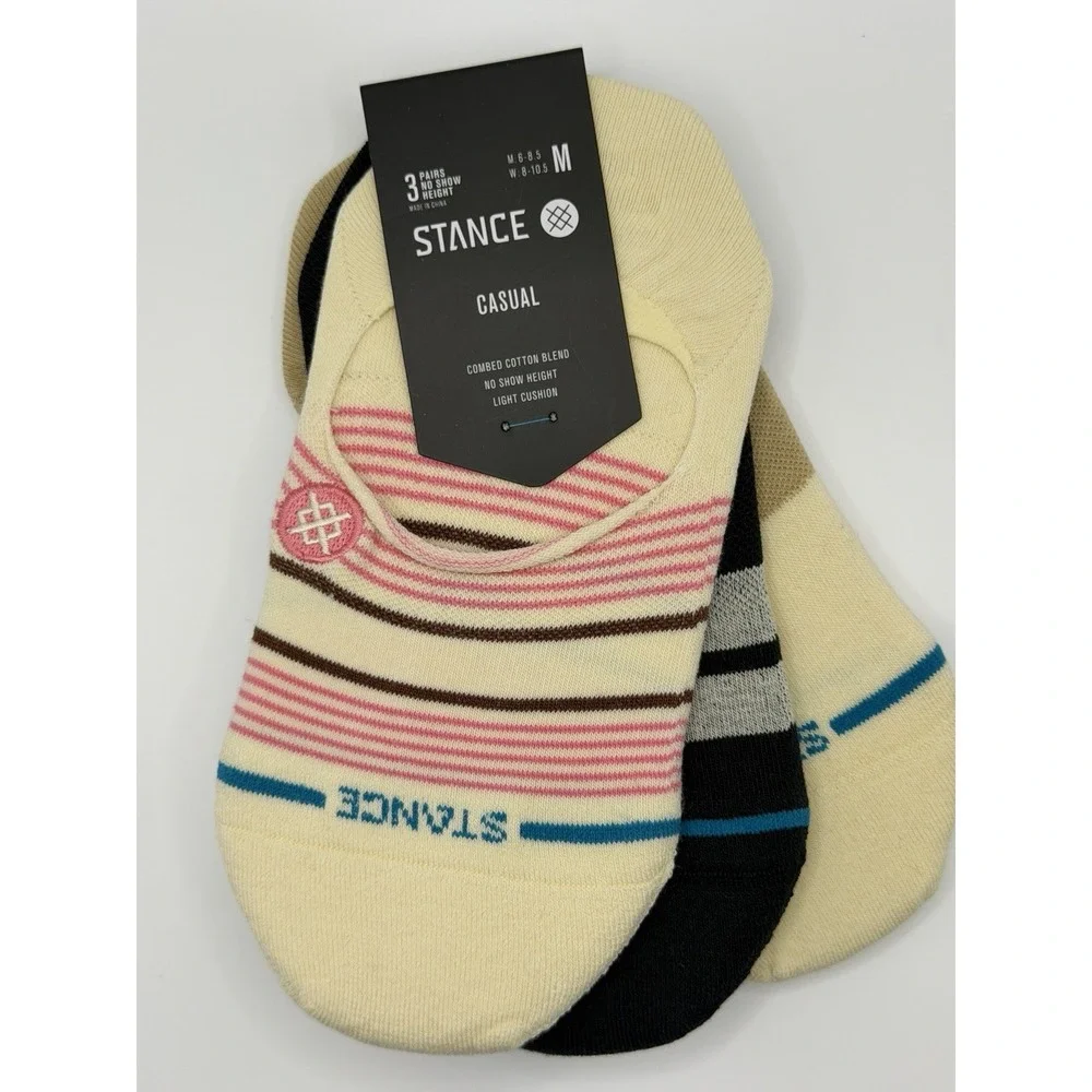 Stance Flipside No Show 3 Pack Socks Canvas Womens Medium W145C25FLI-CVS